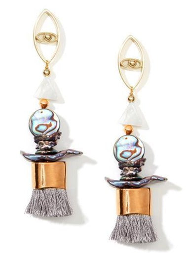Abalone Waterdrop Tassel Earrings