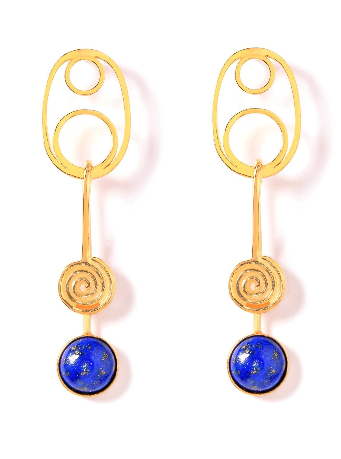 Golden Oval Dangle Earrings