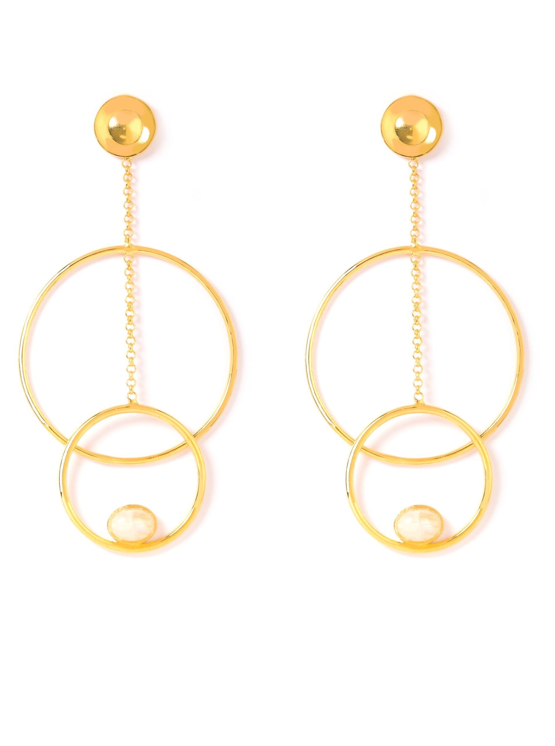 Quadruple Golden O! Dangle Earrings