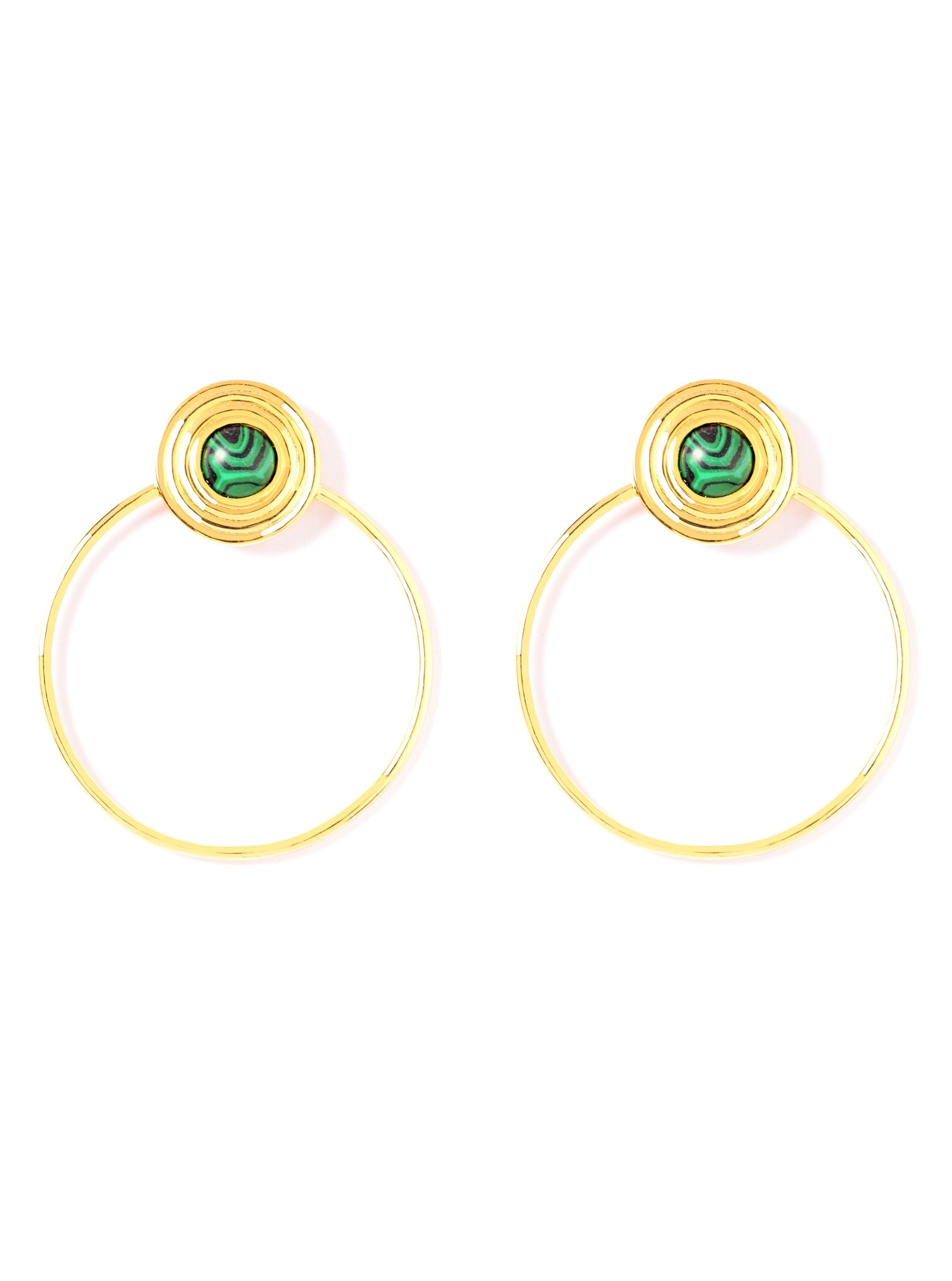Springtime Green Golden Hoop Earrings