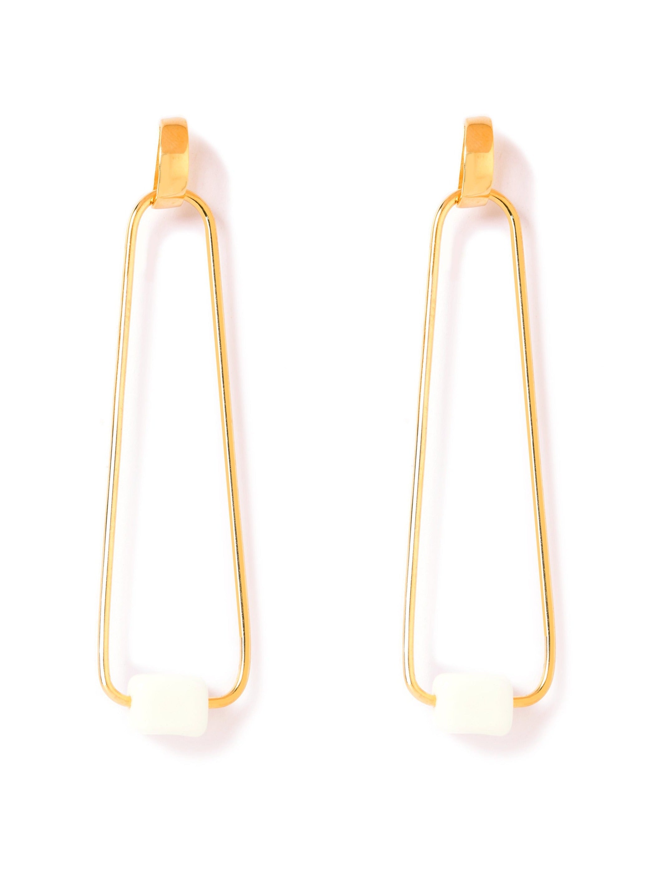 Golden Forte and White Jasper Dangle Earrings