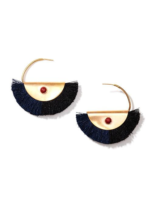 Crescent Silk Fringe Earrings
