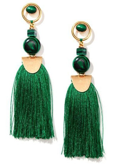 Gemstone Tassel Earrings