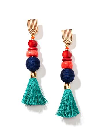 Dokra Gemstone Tassel Earrings