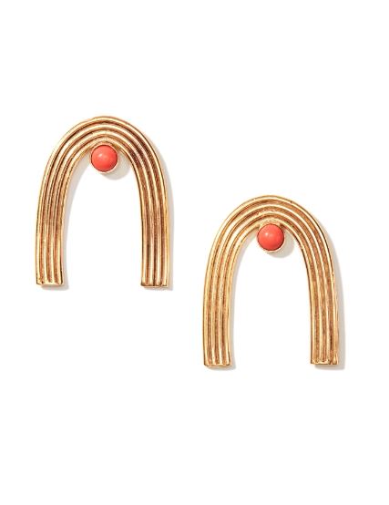 Carnelian Arc Stud Earrings