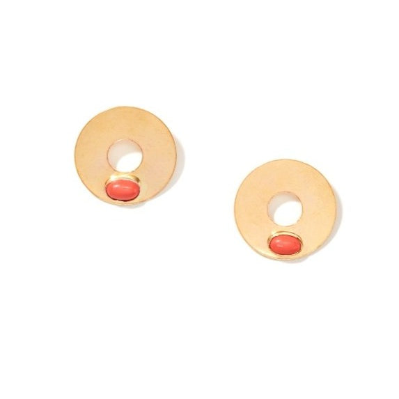 Red Carnelian Sphere Stud Earrings