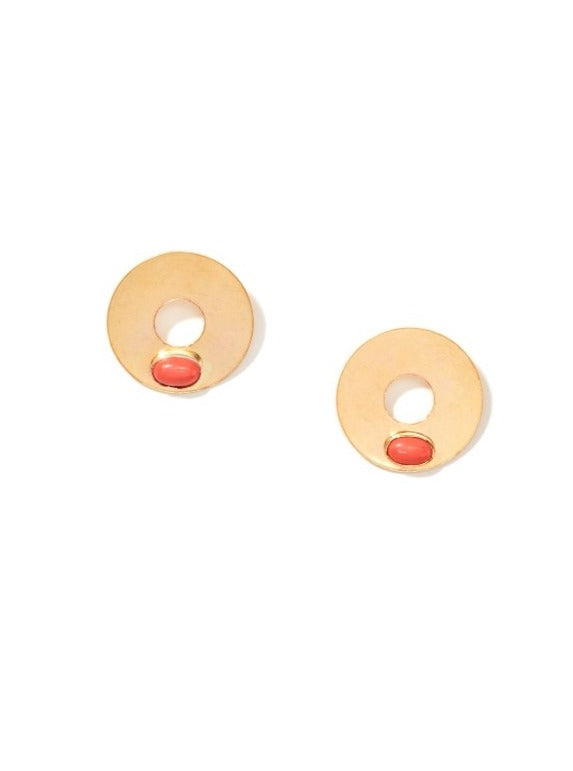 Red Carnelian Sphere Stud Earrings