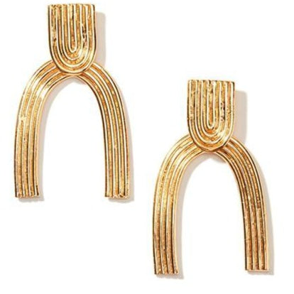 Gold Arc Stud Drop Earrings