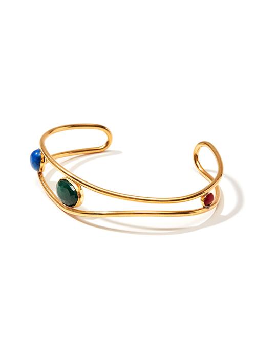 Contoured Three Gemstone Bracelet