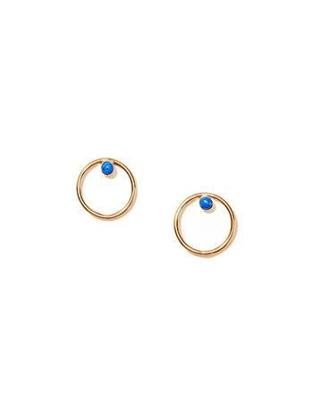 Dainty Circle Blue Lapiz Earrings