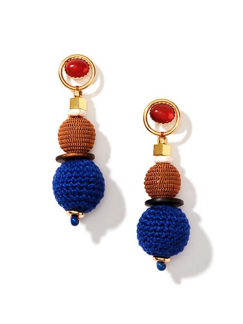 Navy & Taupe Gemstone Earrings