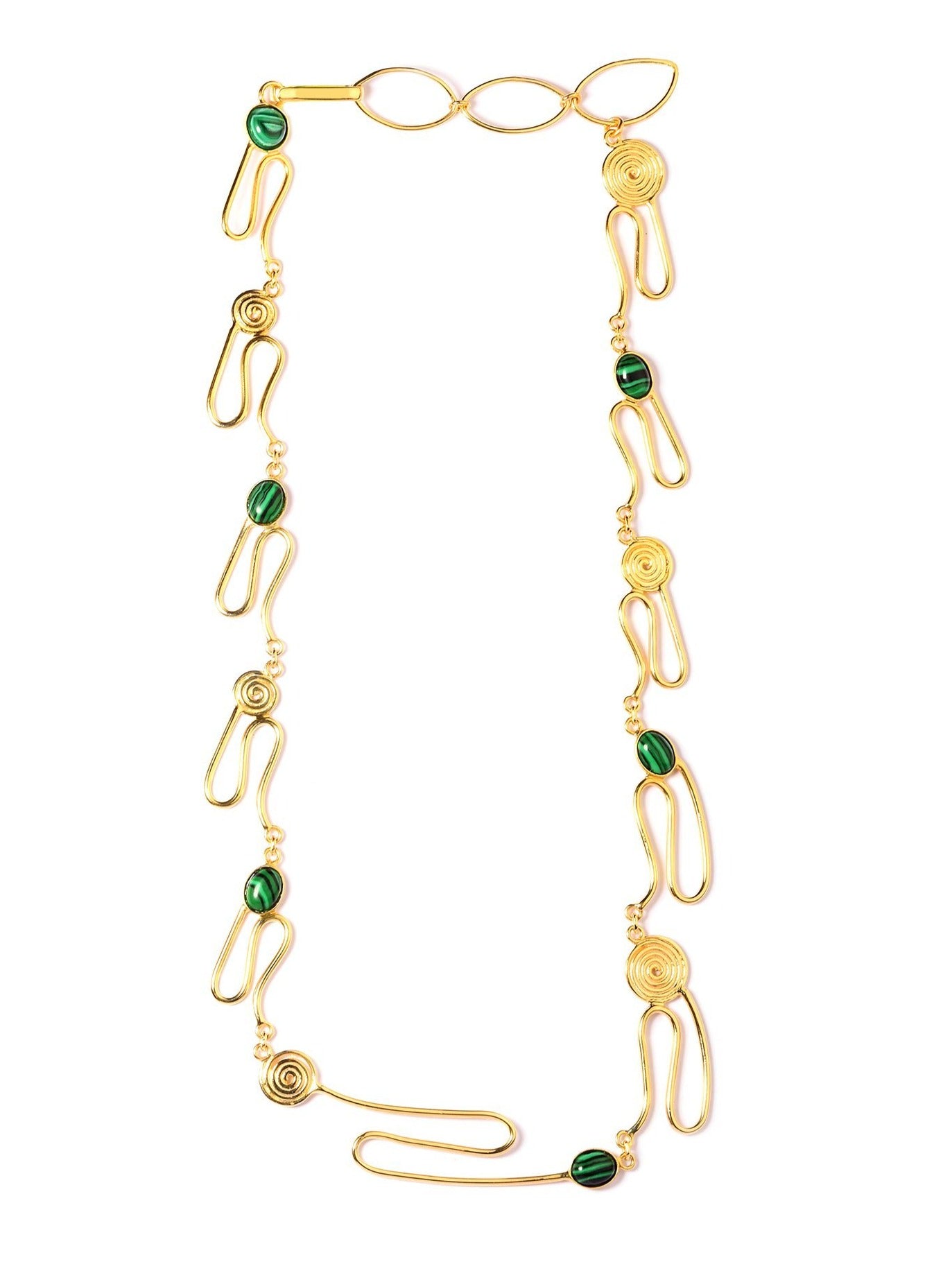 Sunshine Spiral Grass-Green Malachite Necklace