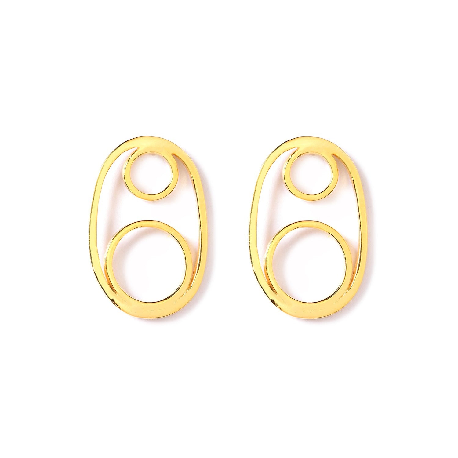 Serenity Golden Oval Stud Earrings