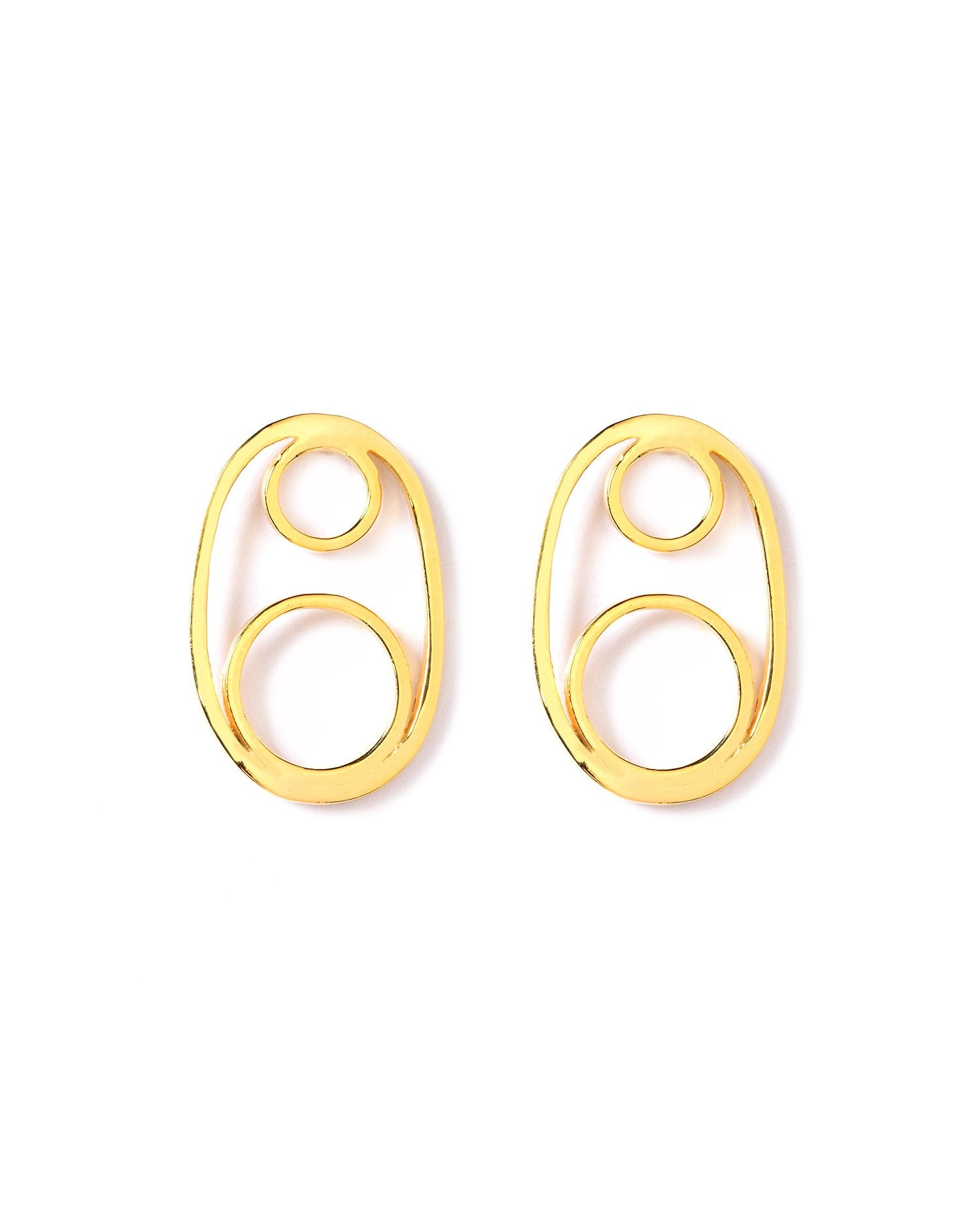Serenity Golden Oval Stud Earrings