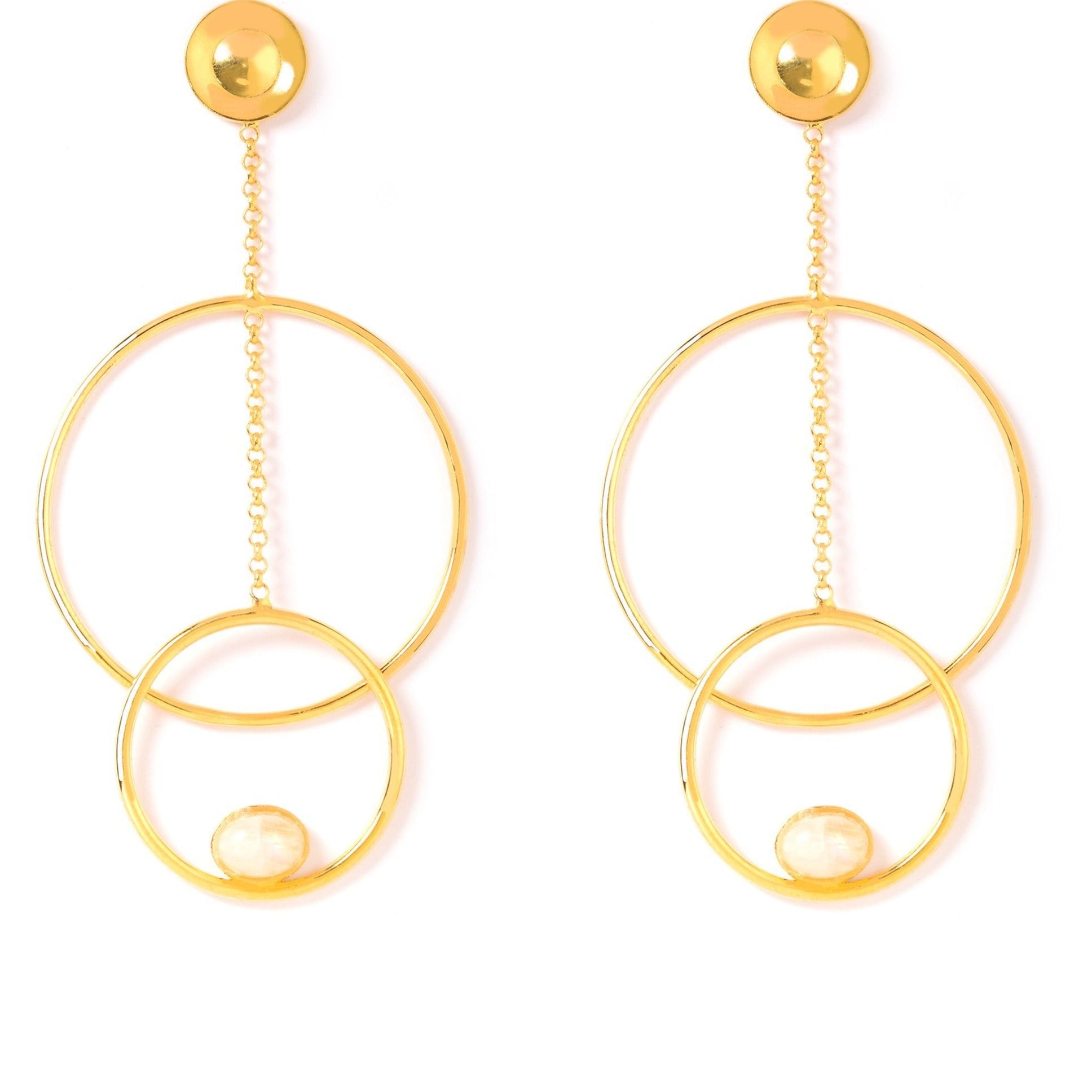 Quadruple Golden O! Dangle Earrings