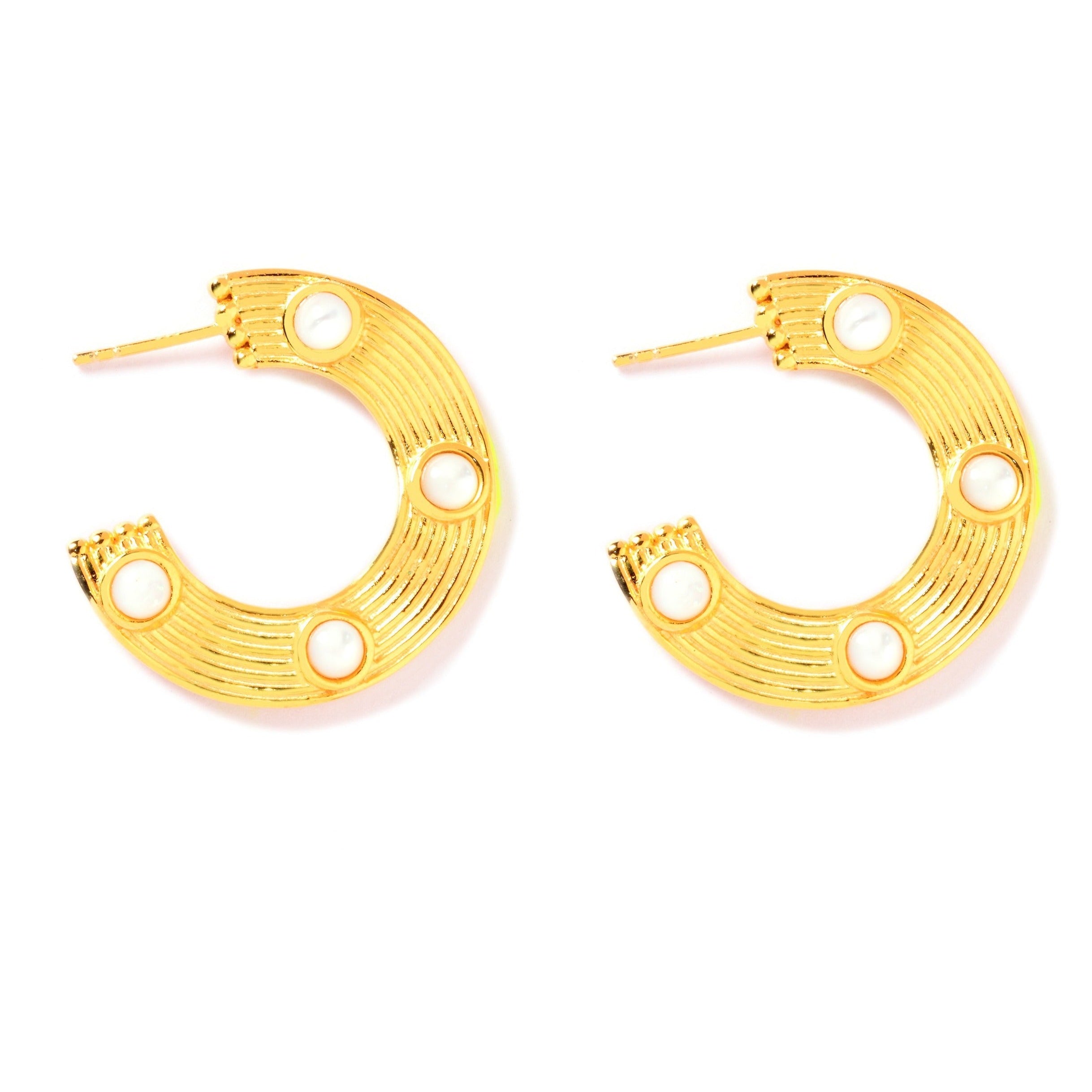 Golden Full Moonstone Hoop Earrings