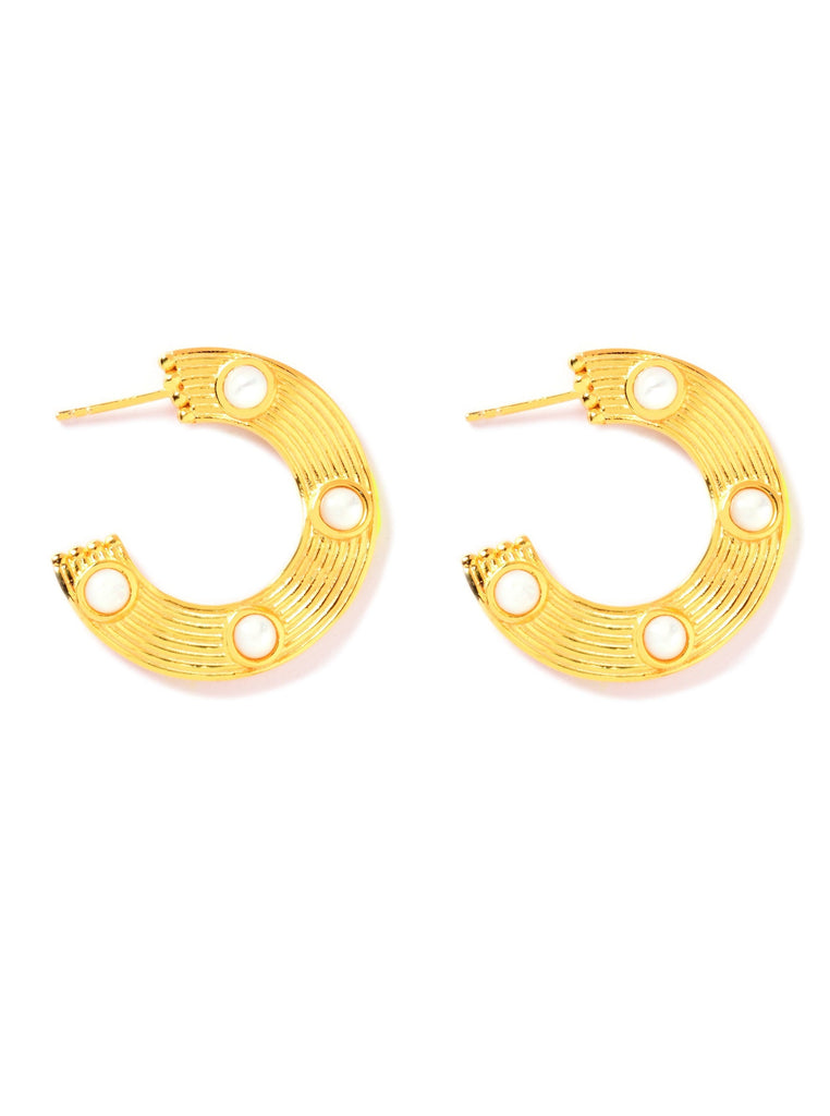 Golden Full Moonstone Hoop Earrings
