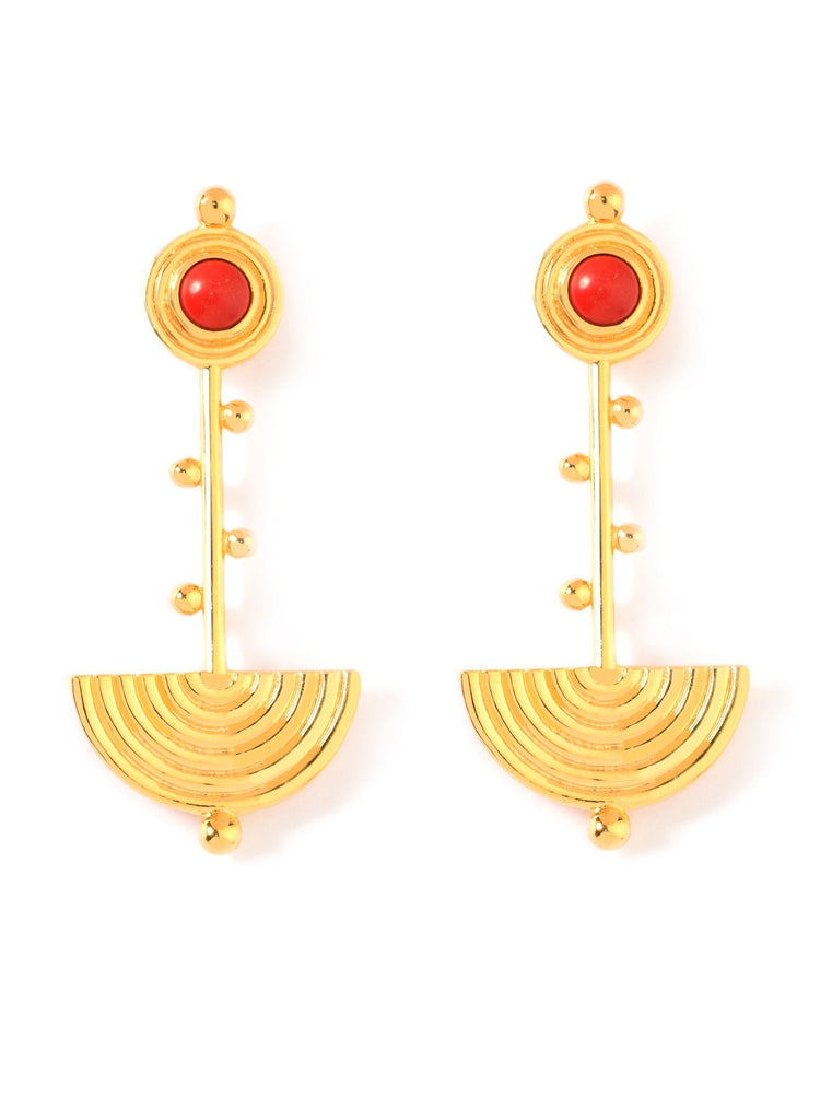 Summertime Red Golden Mast Dangle Earrings