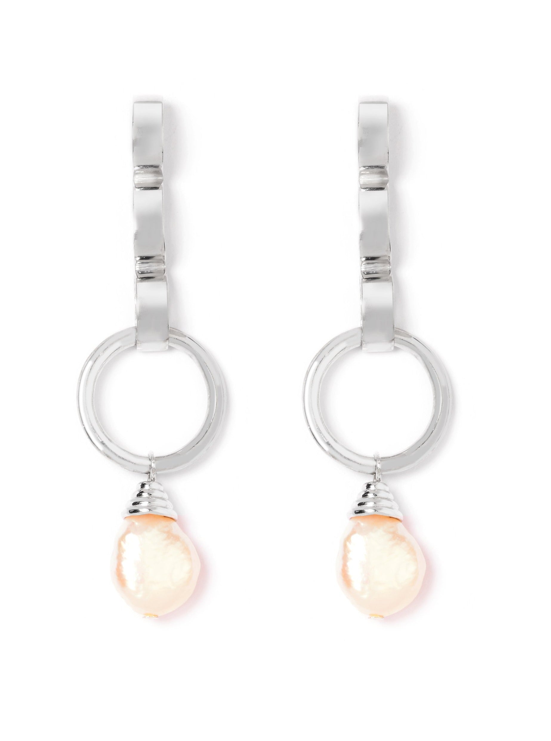 Solid Silver Strength Pearl Dangle Earrings