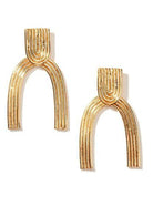 Gold Arc Stud Drop Earrings