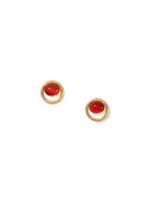Red Carnelian Circle Stud Earrings