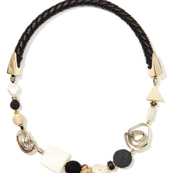 AMA Mother of Pearl Black Cord Necklace