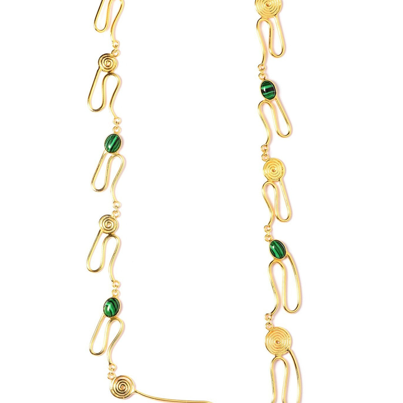 Sunshine Spiral Grass-Green Malachite Necklace